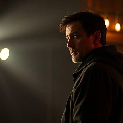 Actor in character for a film scene