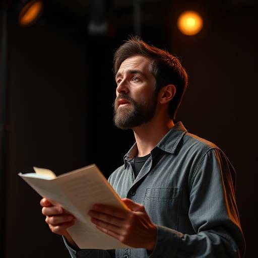 Actor in character performing a monologue