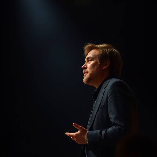 Actor performing a monologue on a dimly lit stage