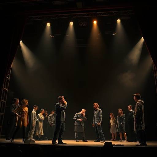 Actors performing a dramatic scene during an Advanced Scene Study class