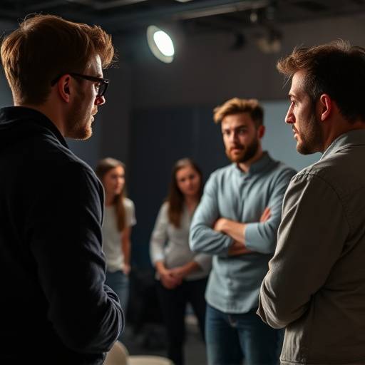 Actors practicing scene work during an Introduction to Acting class