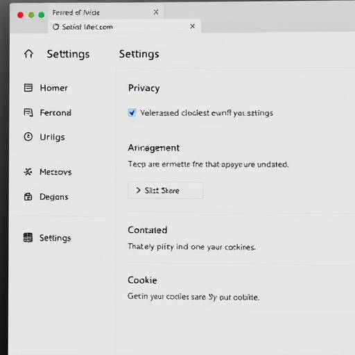 Settings panel showing privacy options and cookie management
