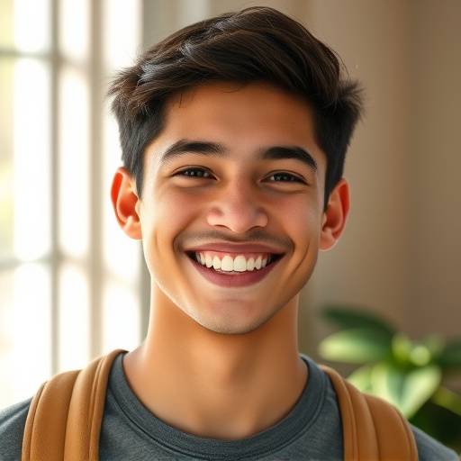 Student actor smiling