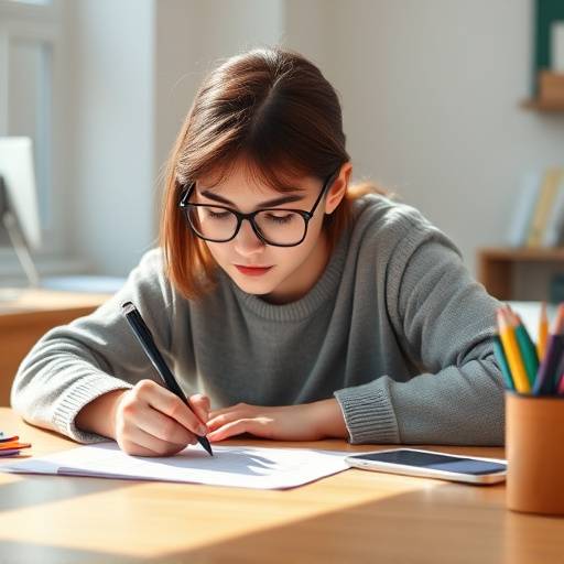 Student completing application form at a desk